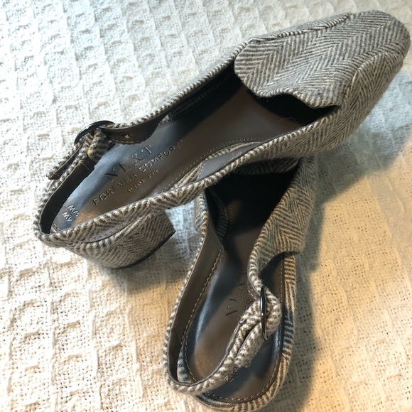 NEXT Grey/White Sling-Back Mules - Picture 4 of 5